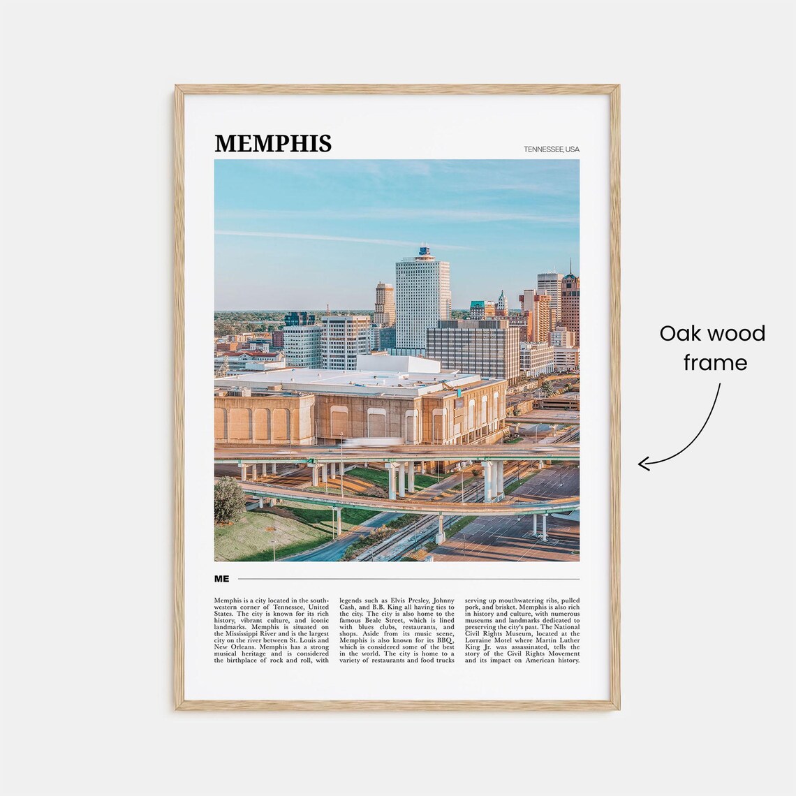 Memphis Tennessee Travel Poster Downtown Skyline Music City River View - Image 3