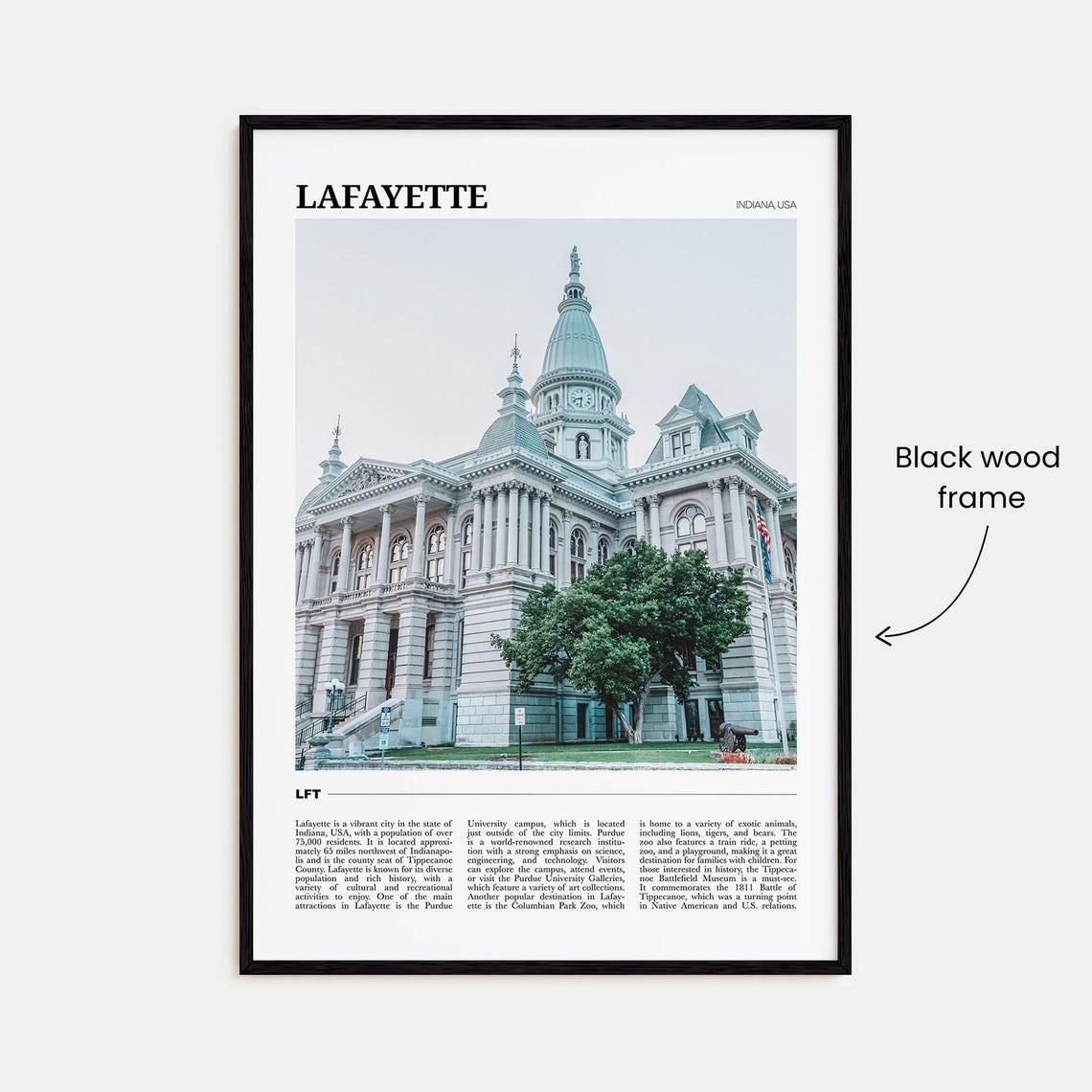 Lafayette Indiana Historic Courthouse Downtown City Landmark Poster - Image 2
