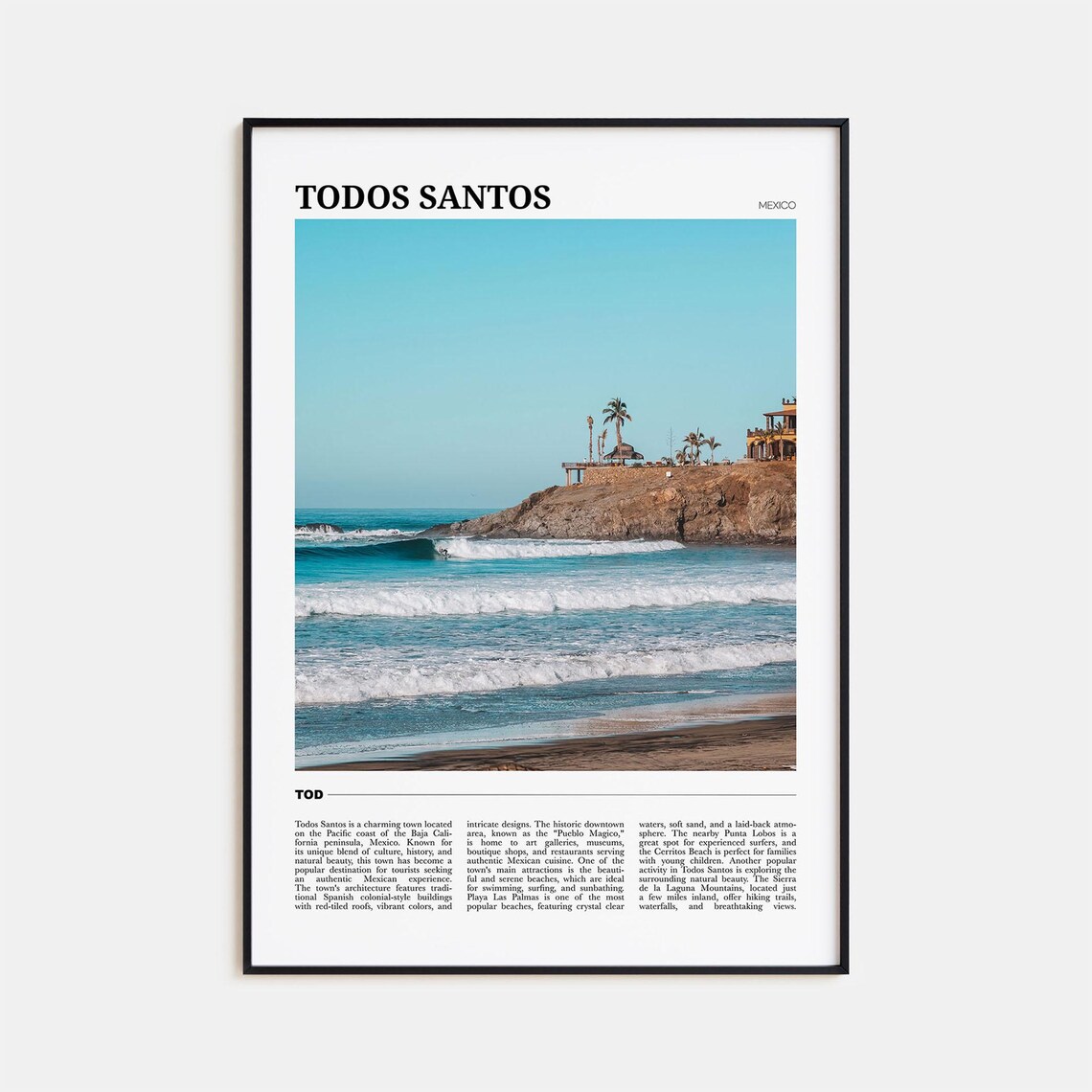 Todos Santos Travel Poster, Mexico Wall Art Print