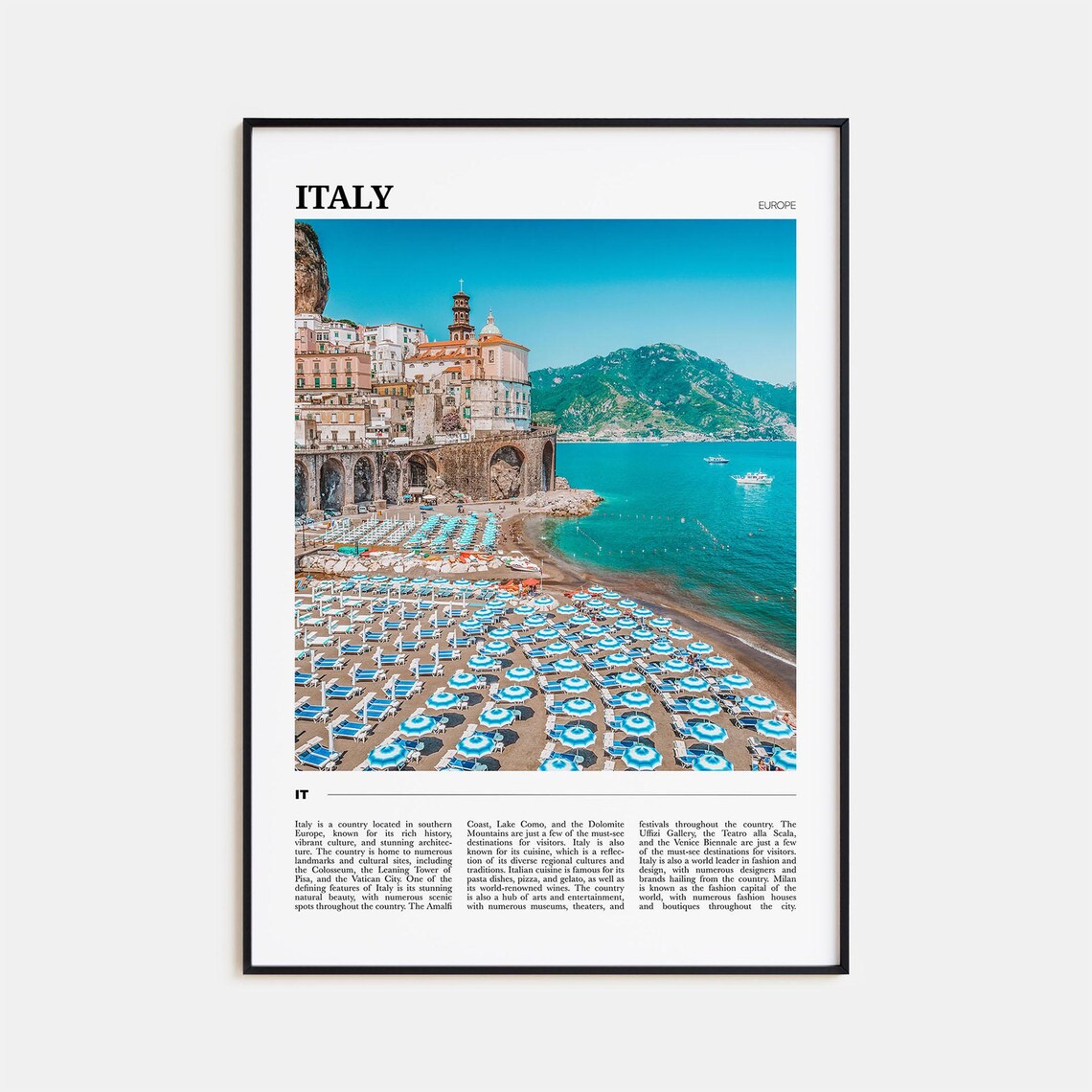 Italy Travel Poster, Europe Wall Art Print