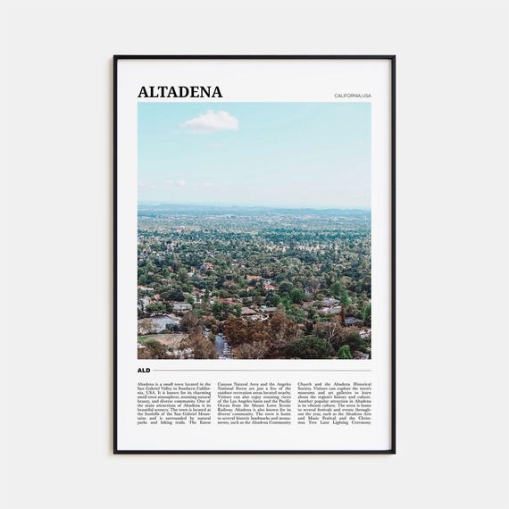Altadena Travel Poster, California Place Print