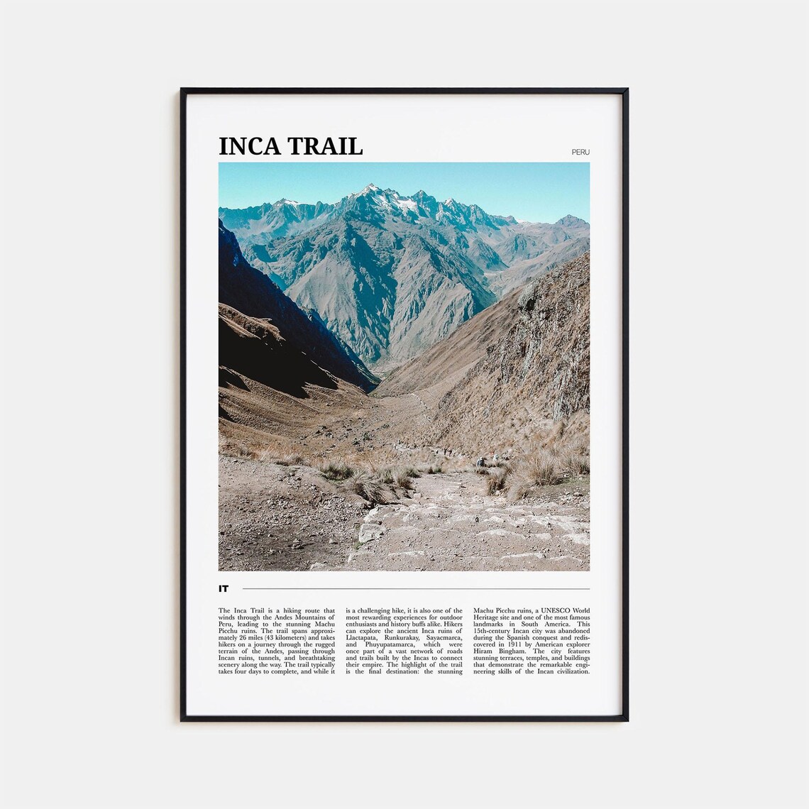 Inca Trail Travel Poster, Peru Adventure Art Print