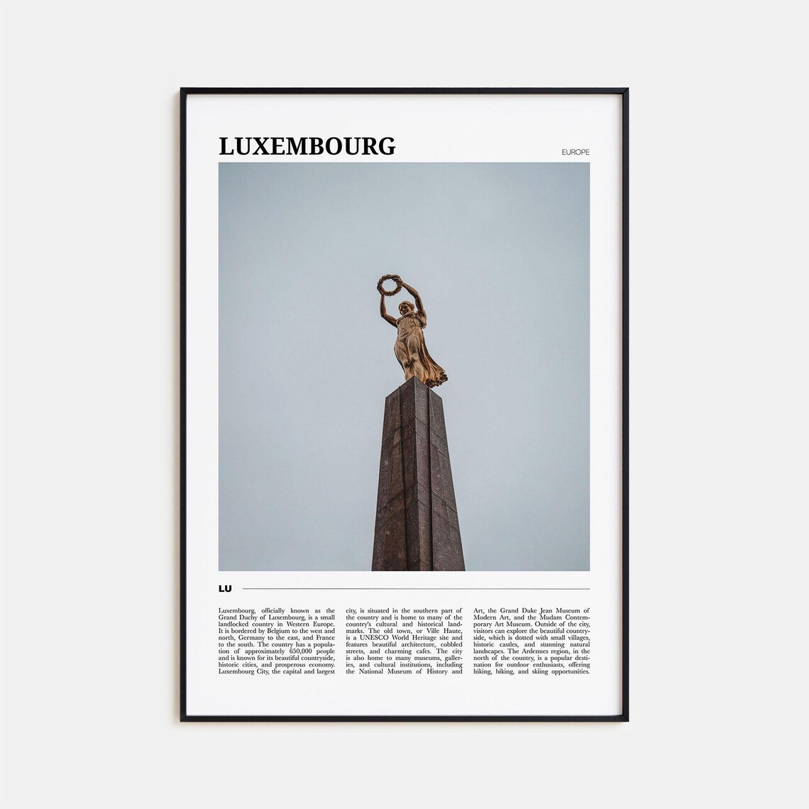 Luxembourg Europe Golden Lady Monument Gelle Fra Landmark Poster