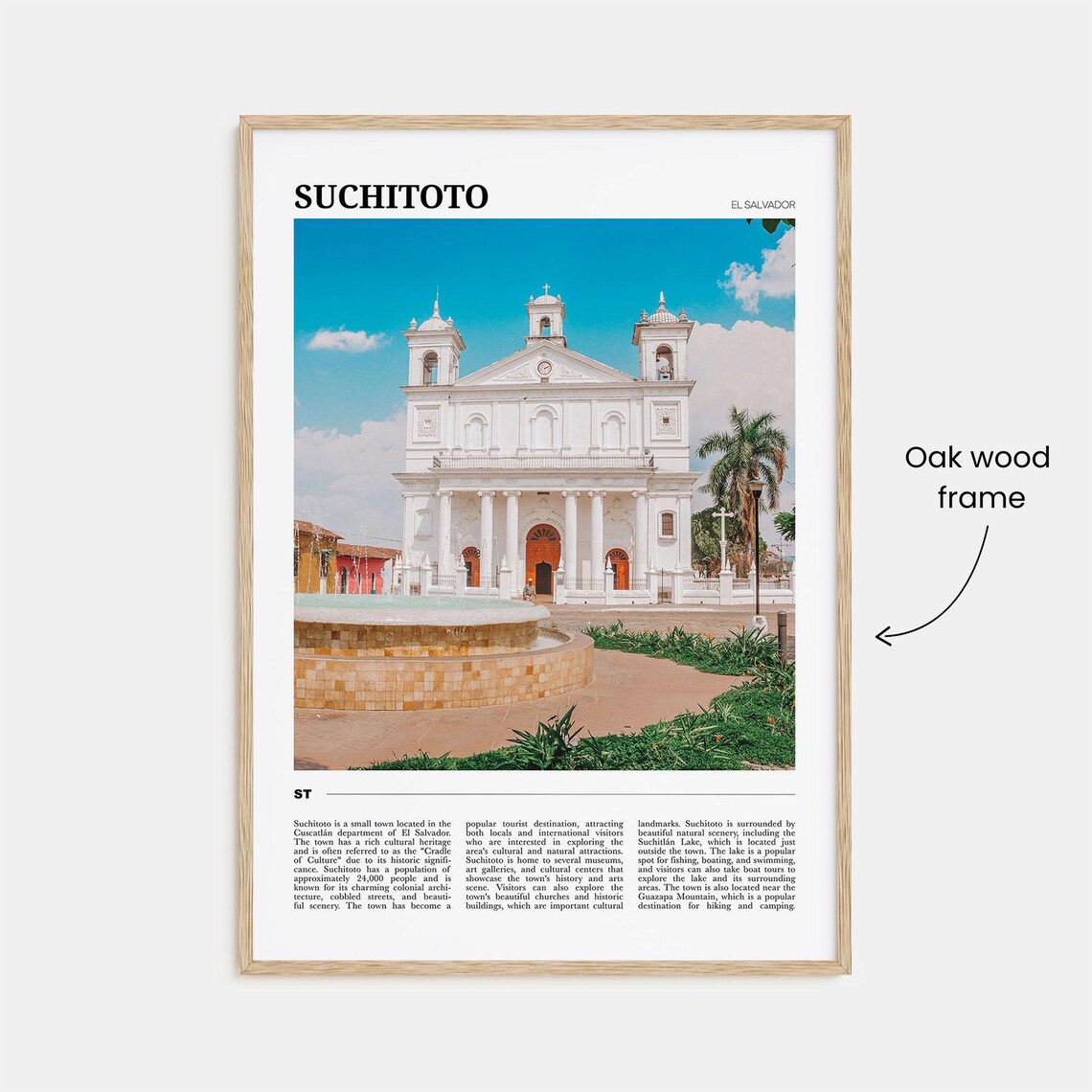 Suchitoto El Salvador White Colonial Church Bright Sky Travel Poster - Image 3