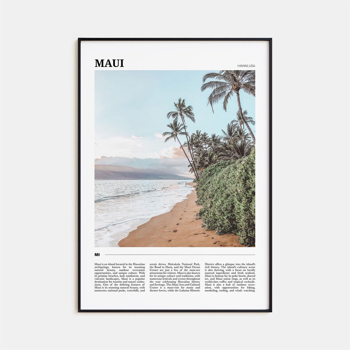 Maui Travel Poster, Hawaii USA Landscape Art Print