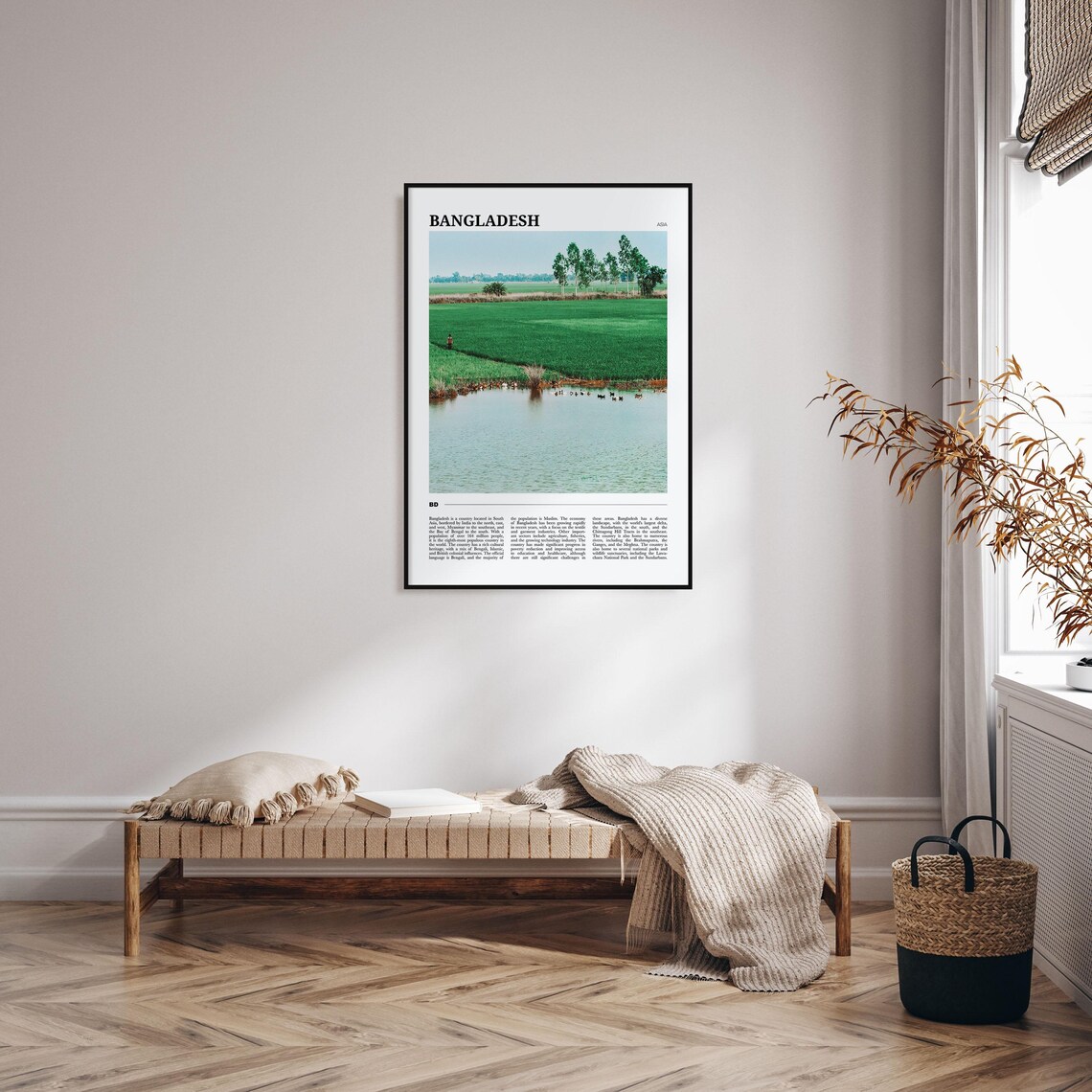 Bangladesh Asia Green Rice Fields Pond Countryside Travel Poster - Image 4