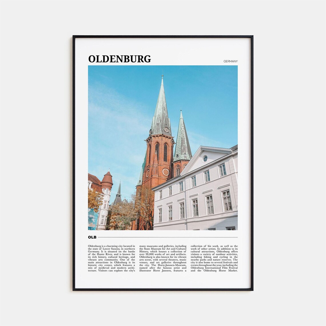 Oldenburg Germany Historic Church Spires European Travel Poster