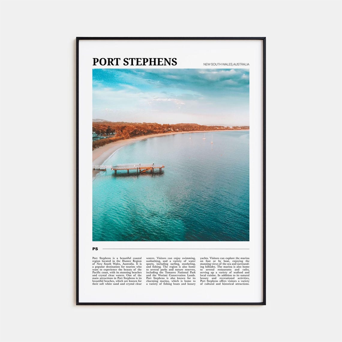 Port Stephens New South Wales Australia Beach Jetty Aerial Poster