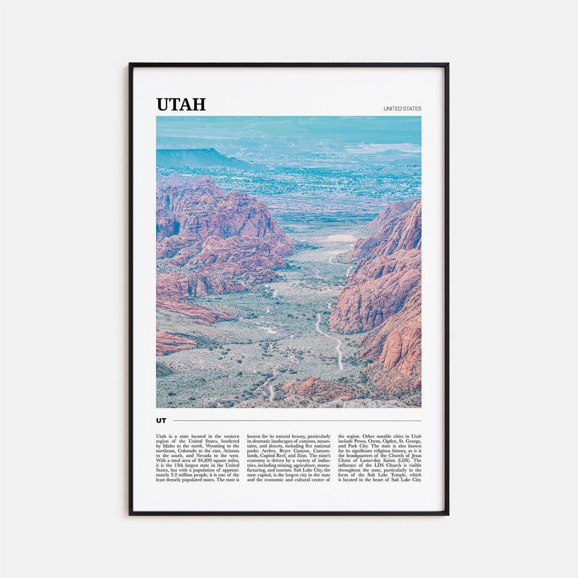 Utah Red Rock Canyon Desert Cliffs Landscape Travel Poster Series