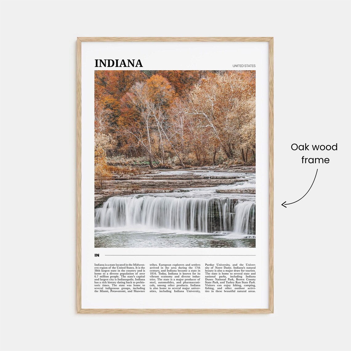 Indiana United States Autumn Waterfall Travel Photography Poster - Image 3