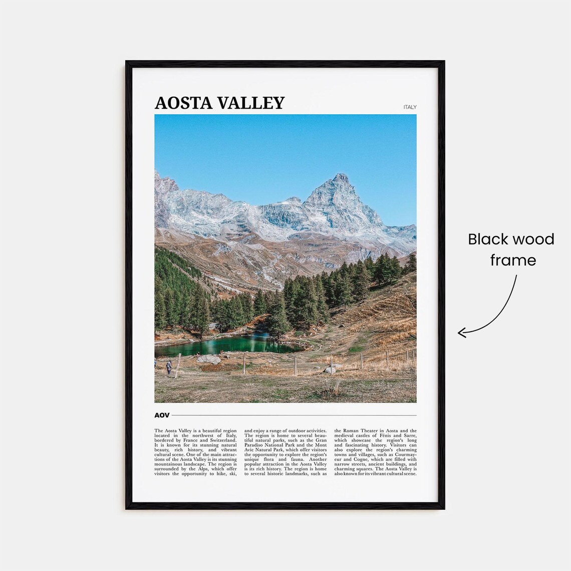 Aosta Valley Italy Alps Mountain Peak and Alpine Lake Poster - Image 2