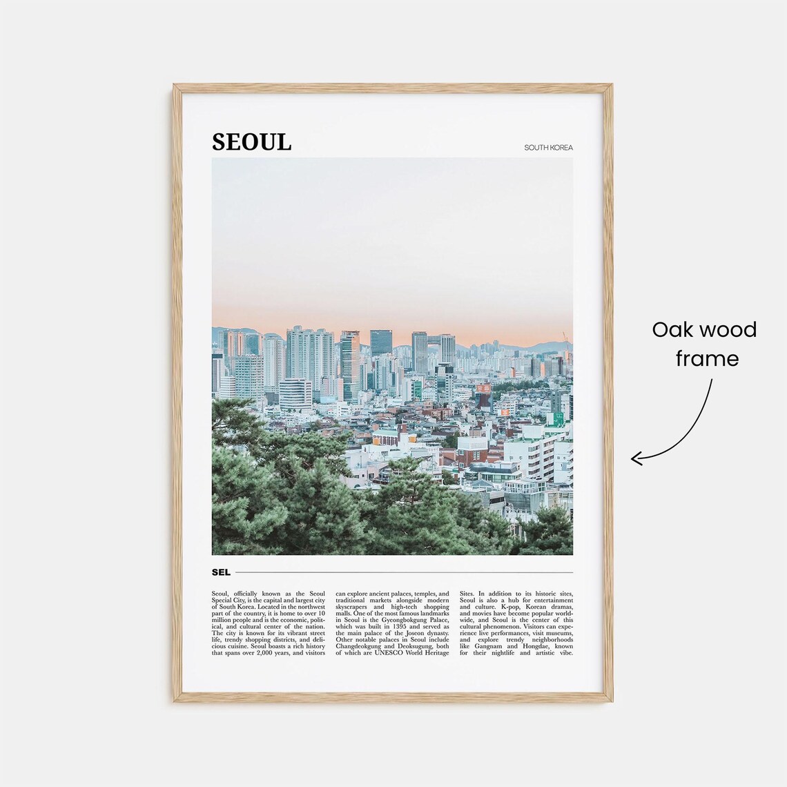 Seoul South Korea City Skyline Dusk Photo Modern Travel Poster - Image 3