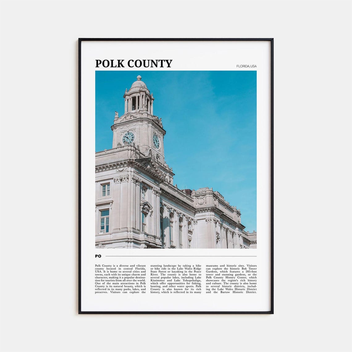 Polk County Florida USA Historic Courthouse Clock Tower Poster