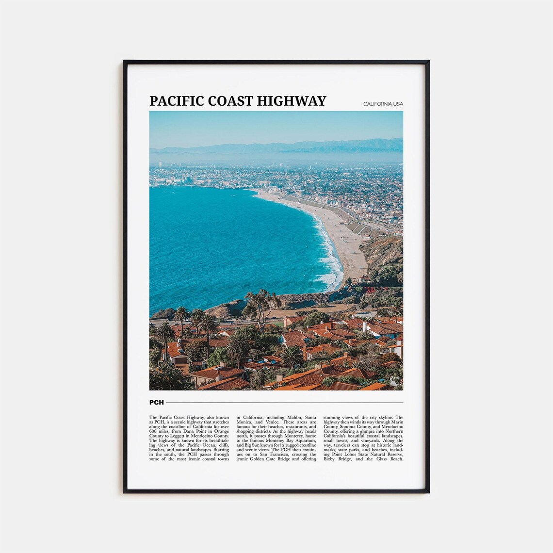 Pacific Coast Highway Travel Poster, California USA