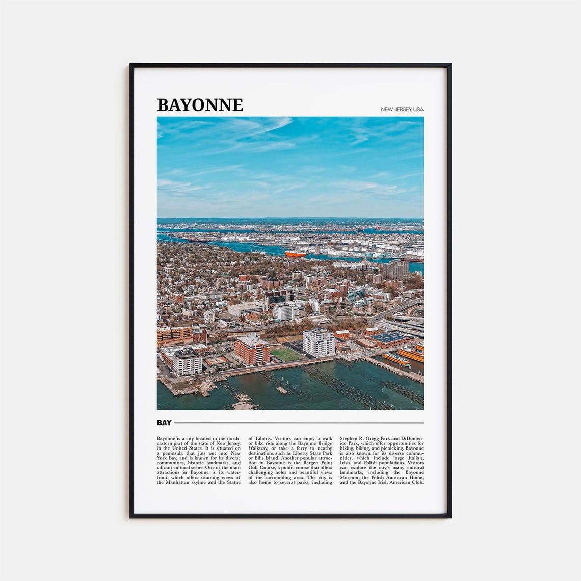 Bayonne Travel Poster New Jersey Bayonne Wall Art Bayonne Poster Print Bayonne Photo Bayonne Decor New Jersey Usa