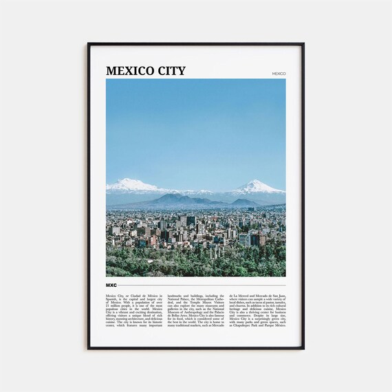 Mexico City Mexico Skyline Snowcapped Volcanoes Panorama Travel Poster