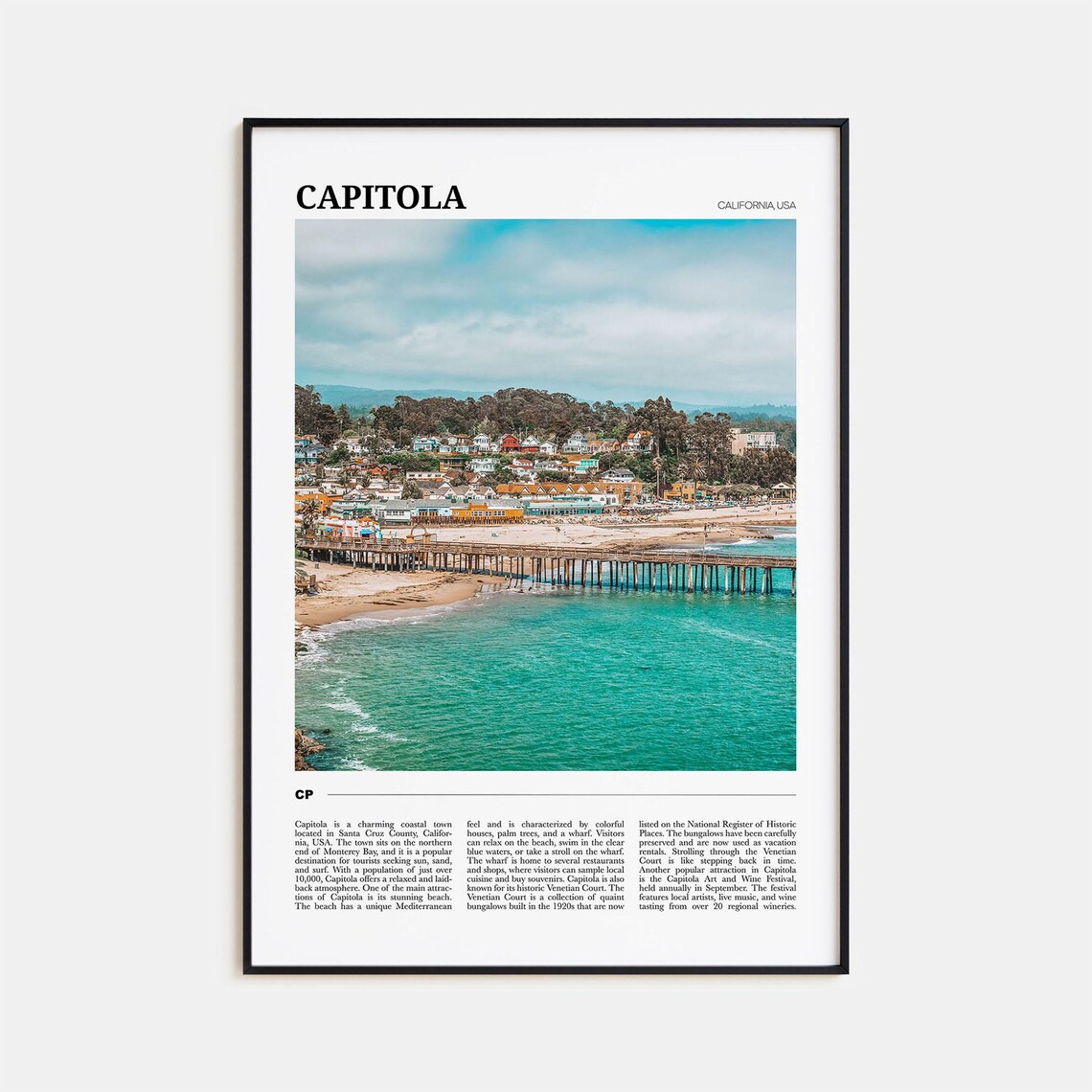 Capitola Travel Poster, California USA Art Print