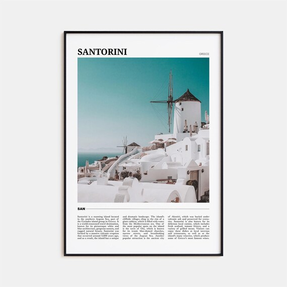 Santorini Greece Travel Poster, Santorini Decor