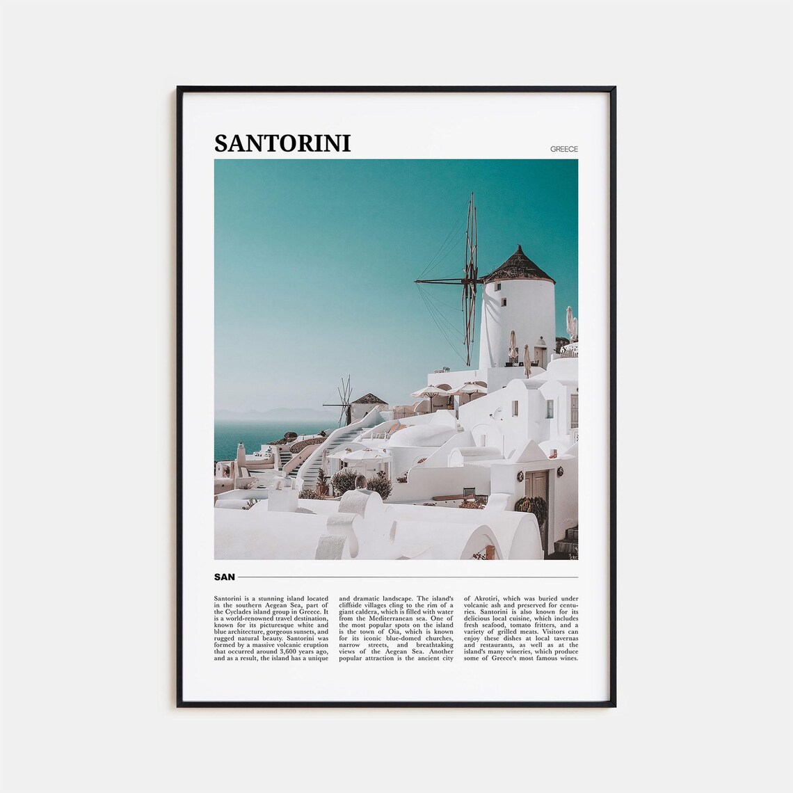 Santorini Greece Travel Poster, Santorini Decor