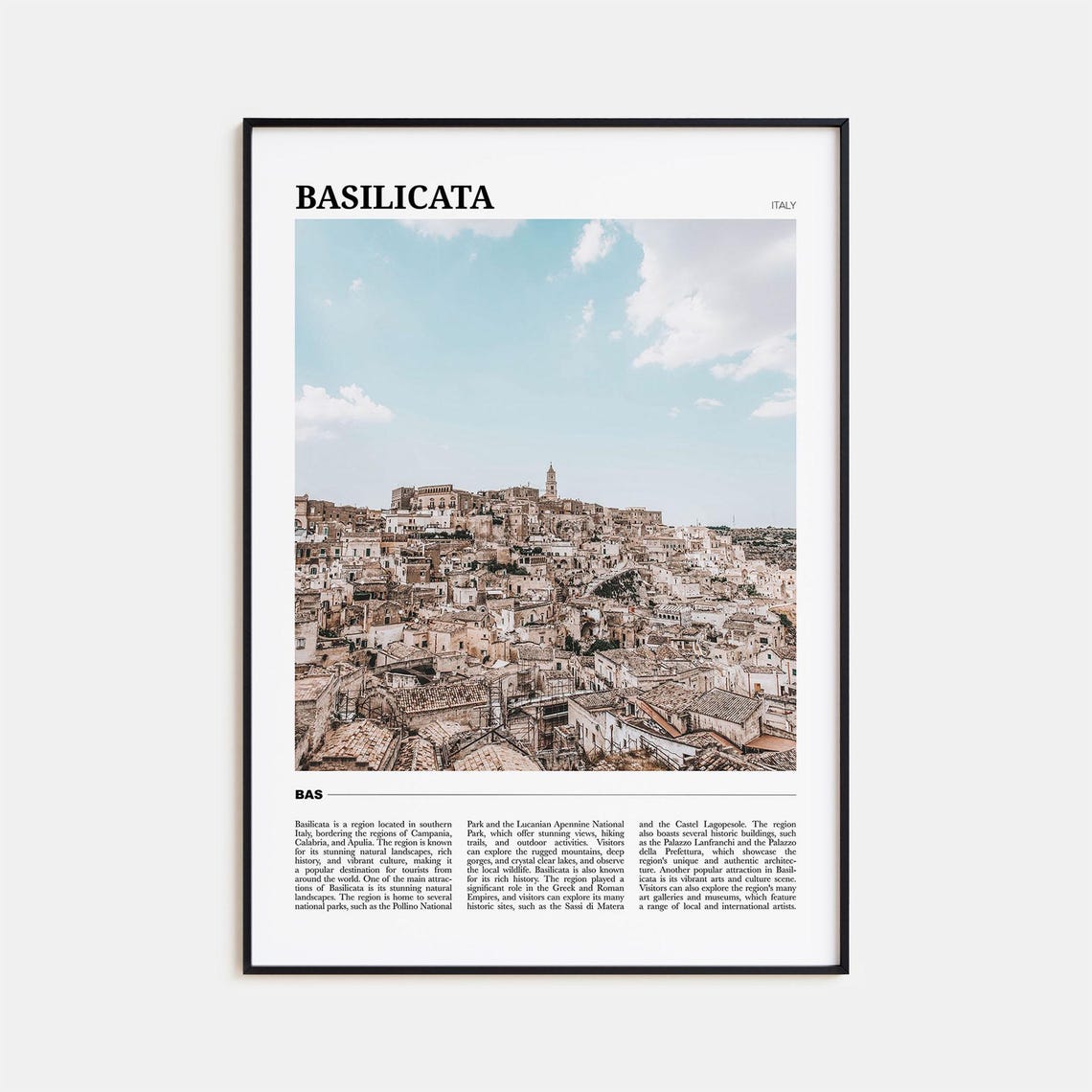 Basilicata Italy Matera Hill Town Panoramic Travel Poster Series