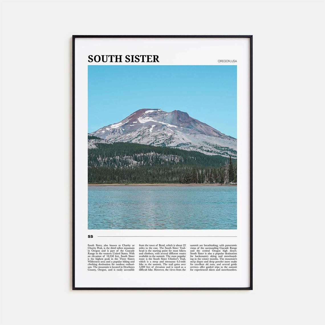 South Sister Travel Poster South Sister Wall Art South Sister Poster Print South Sister Photo South Sister Decor Oregon Usa