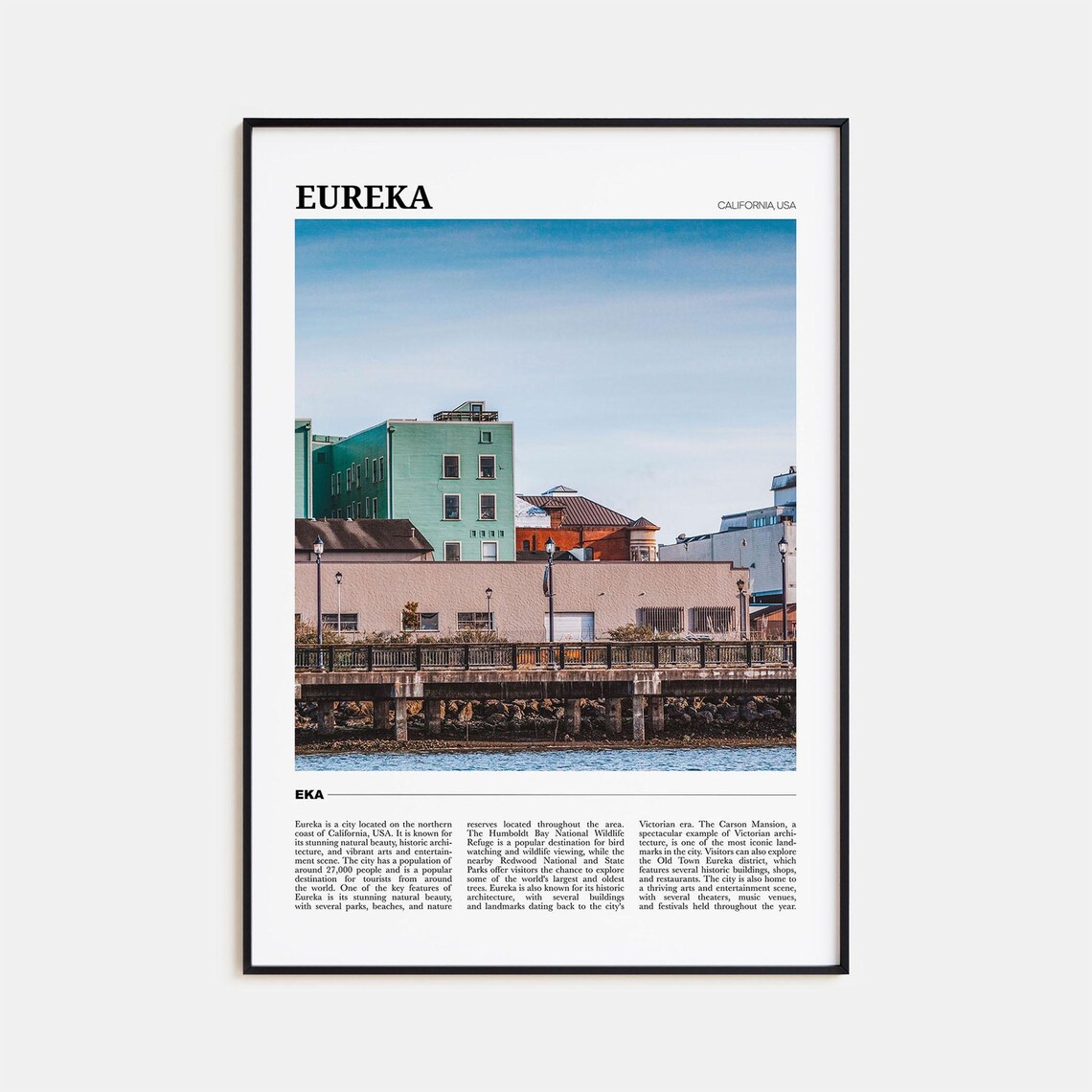 Eureka California Old Town Waterfront Travel Poster Photo Art