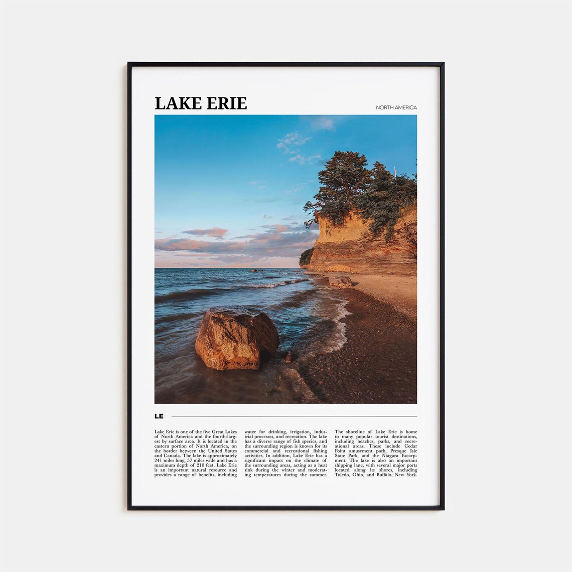 Lake Erie Travel Poster, USA Wall Art Print