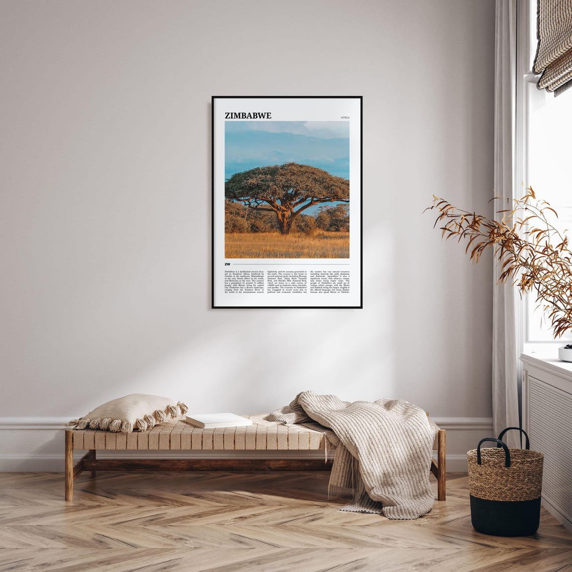 Zimbabwe Africa Savanna Acacia Tree Golden Grass Photo Poster - Image 4