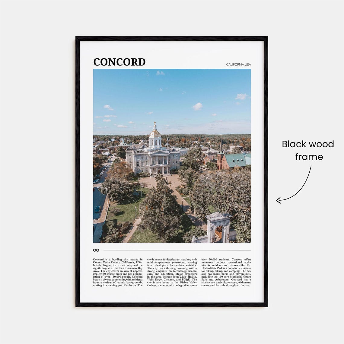 Concord California USA Aerial Cityscape Gold Dome Architecture Poster - Image 2