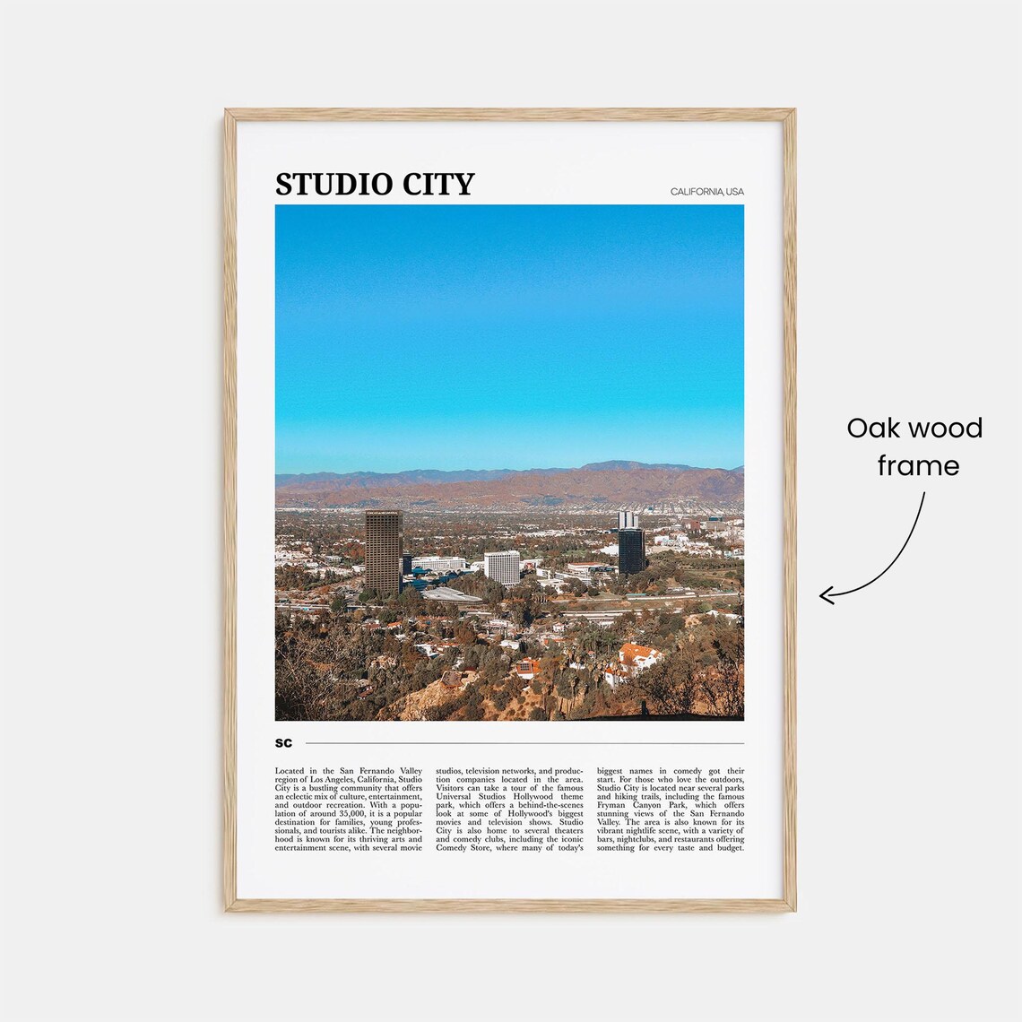 Studio City California San Fernando Valley Skyline Travel Poster - Image 3