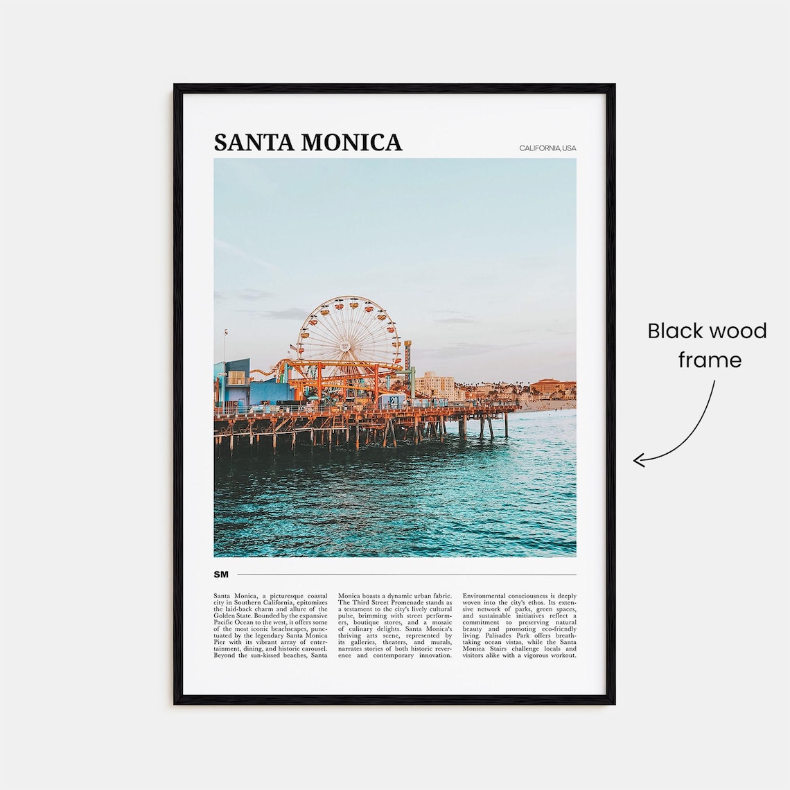 Santa Monica California Pier Ferris Wheel Photo Beach Travel Poster - Image 2