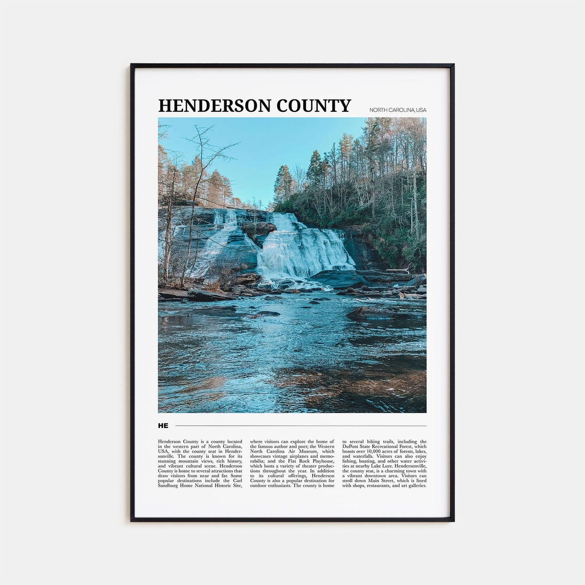 Henderson County North Carolina Scenic Waterfall Forest Poster
