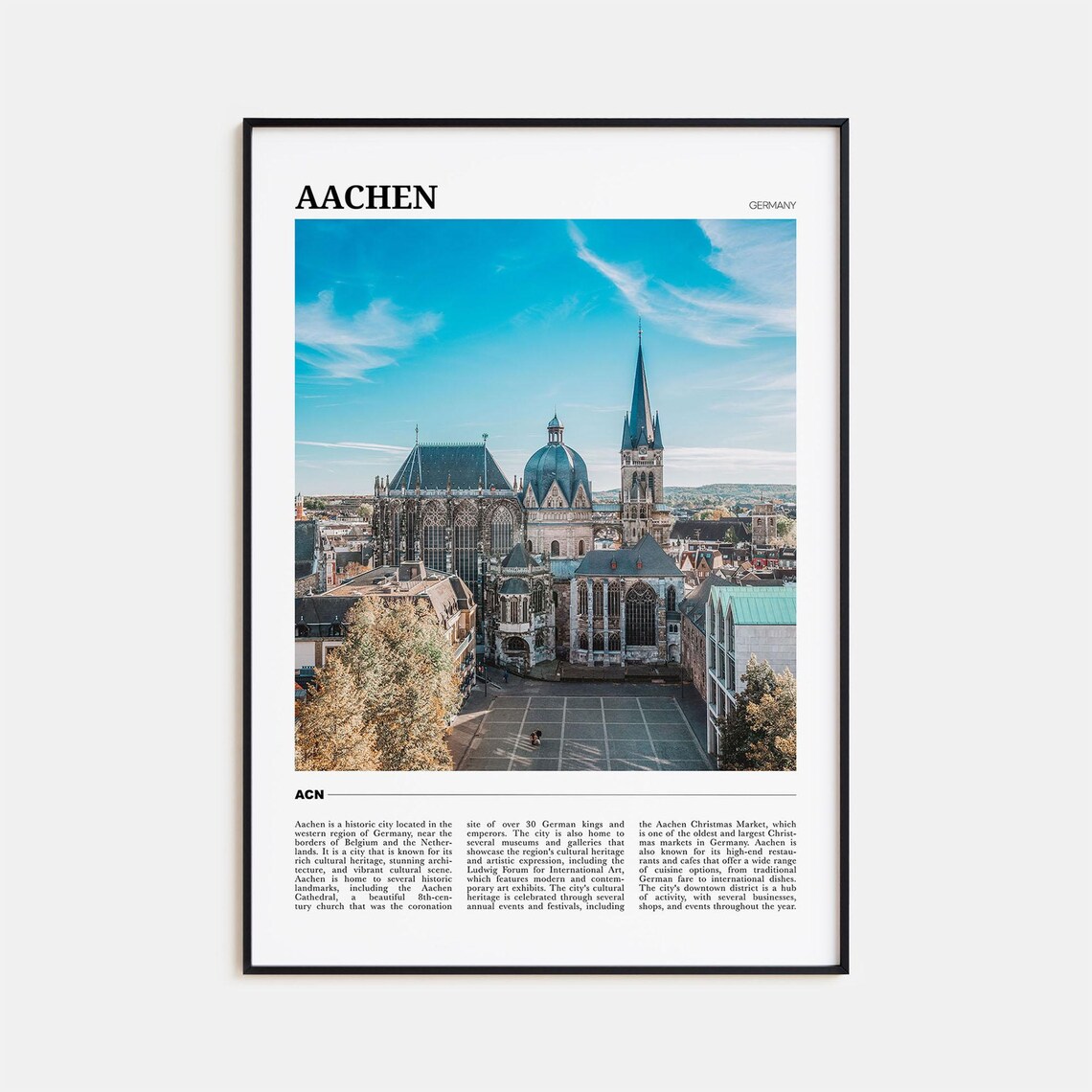 Aachen Travel Poster, Germany Wall Art Print