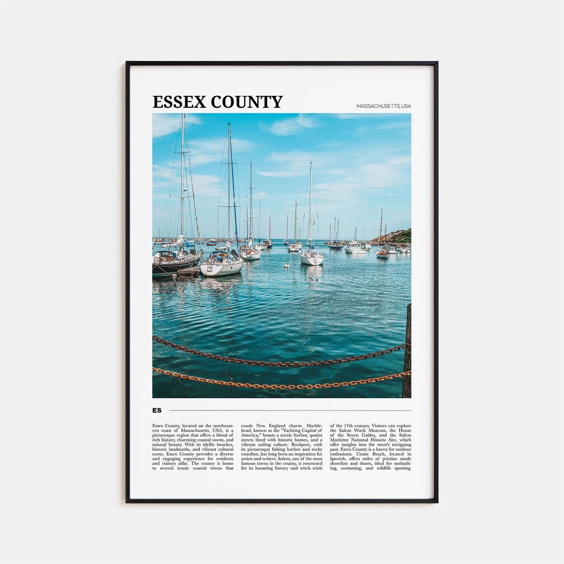 Essex County Massachusetts Sailboat Harbor Marina Coast Travel Poster