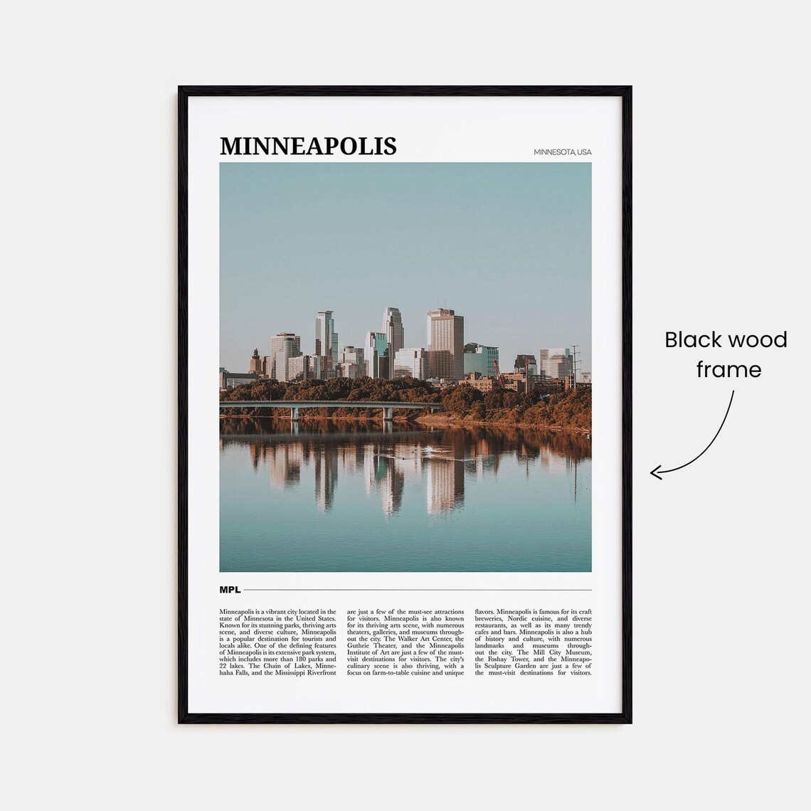 Minneapolis Minnesota USA Skyline City Photography Travel Poster - Image 2