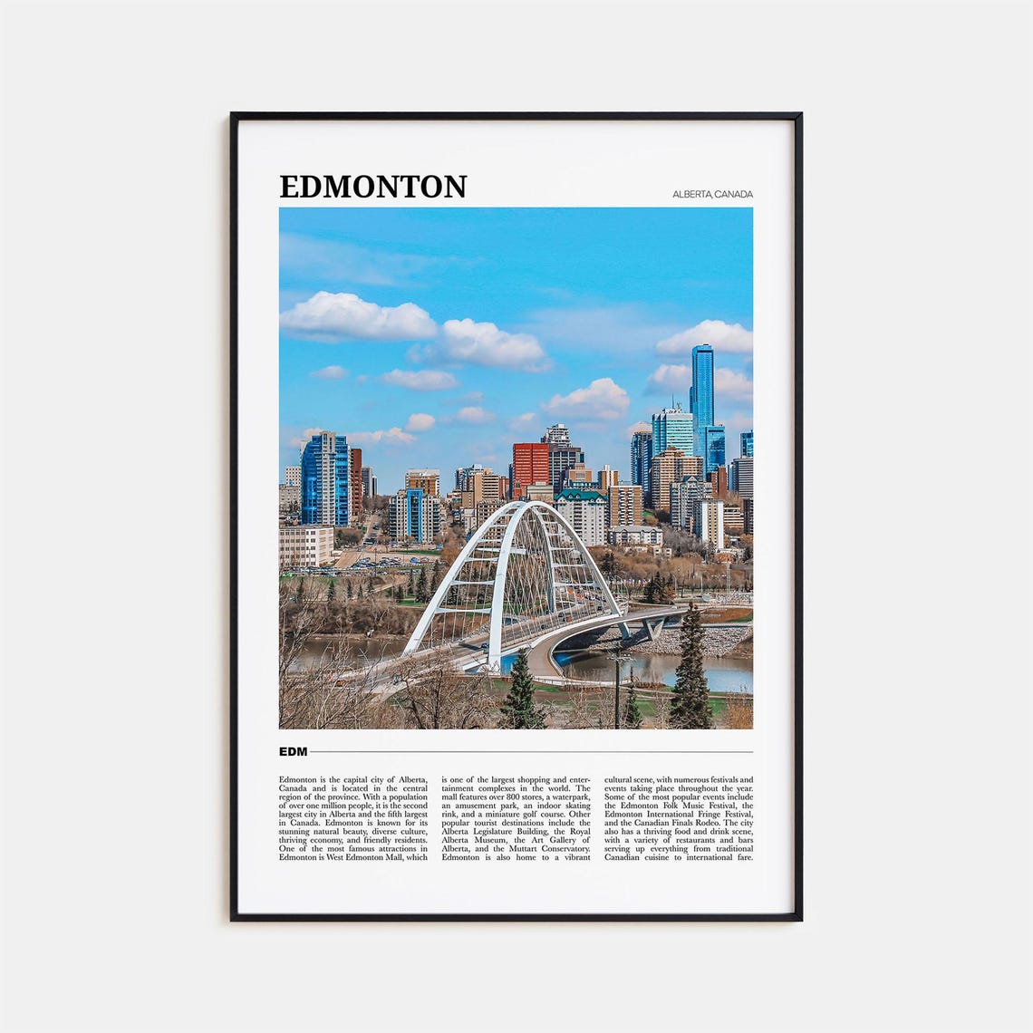 Edmonton Alberta Walterdale Bridge Skyline Photography Poster