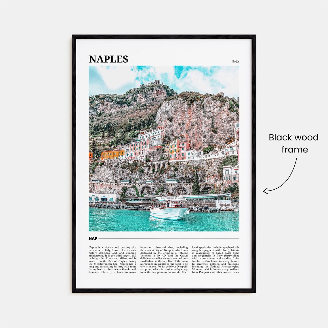 Naples Italy Cliffside Coastal Village Boat Photo Travel Poster - Image 2