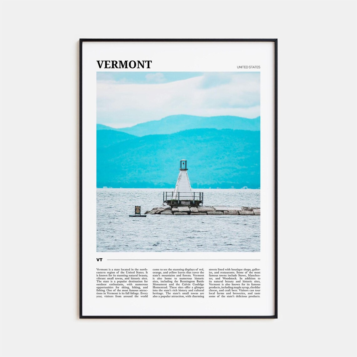 Vermont Lake Champlain Lighthouse and Blue Mountain Scenery Poster