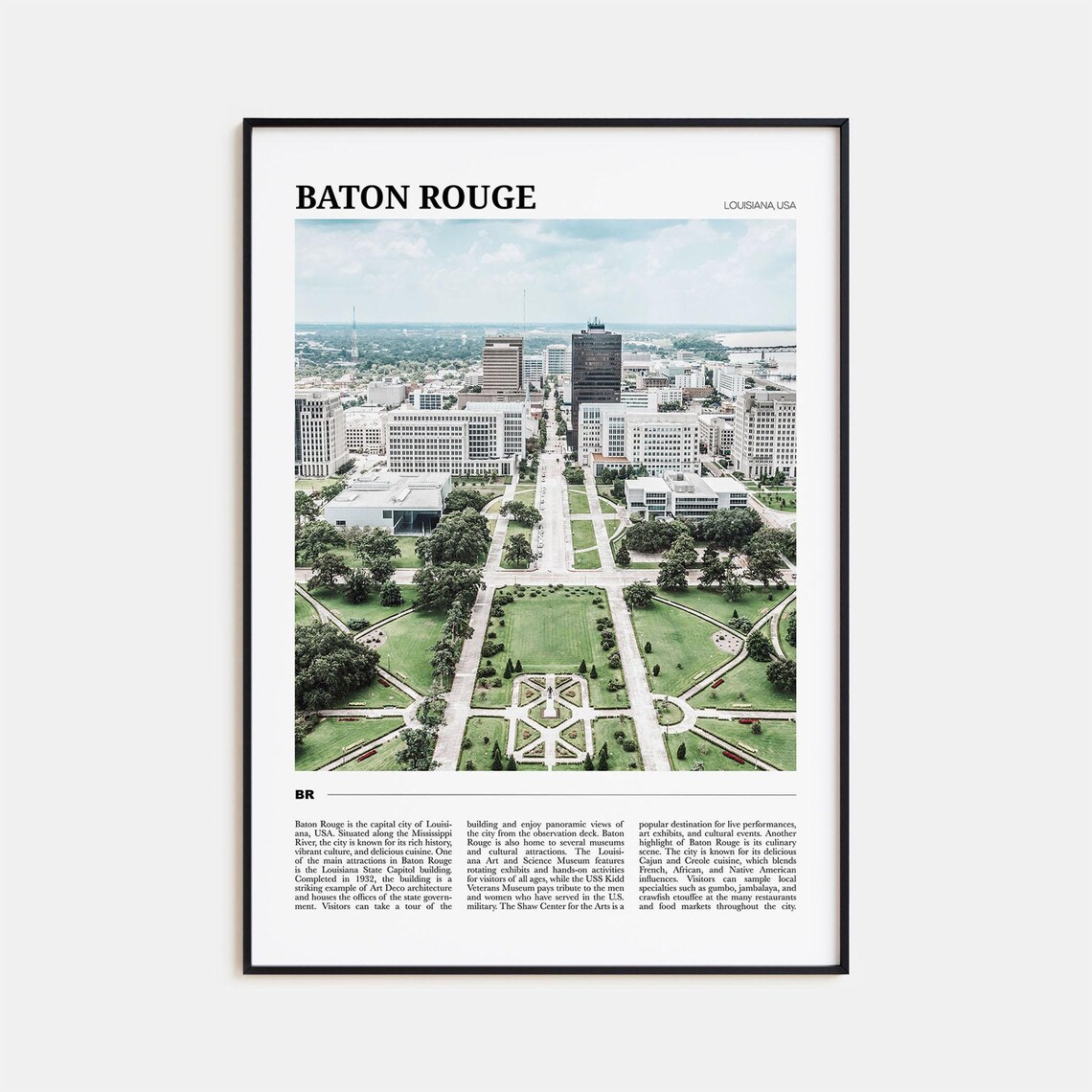 Baton Rouge Louisiana Downtown Gardens Aerial Cityscape Poster