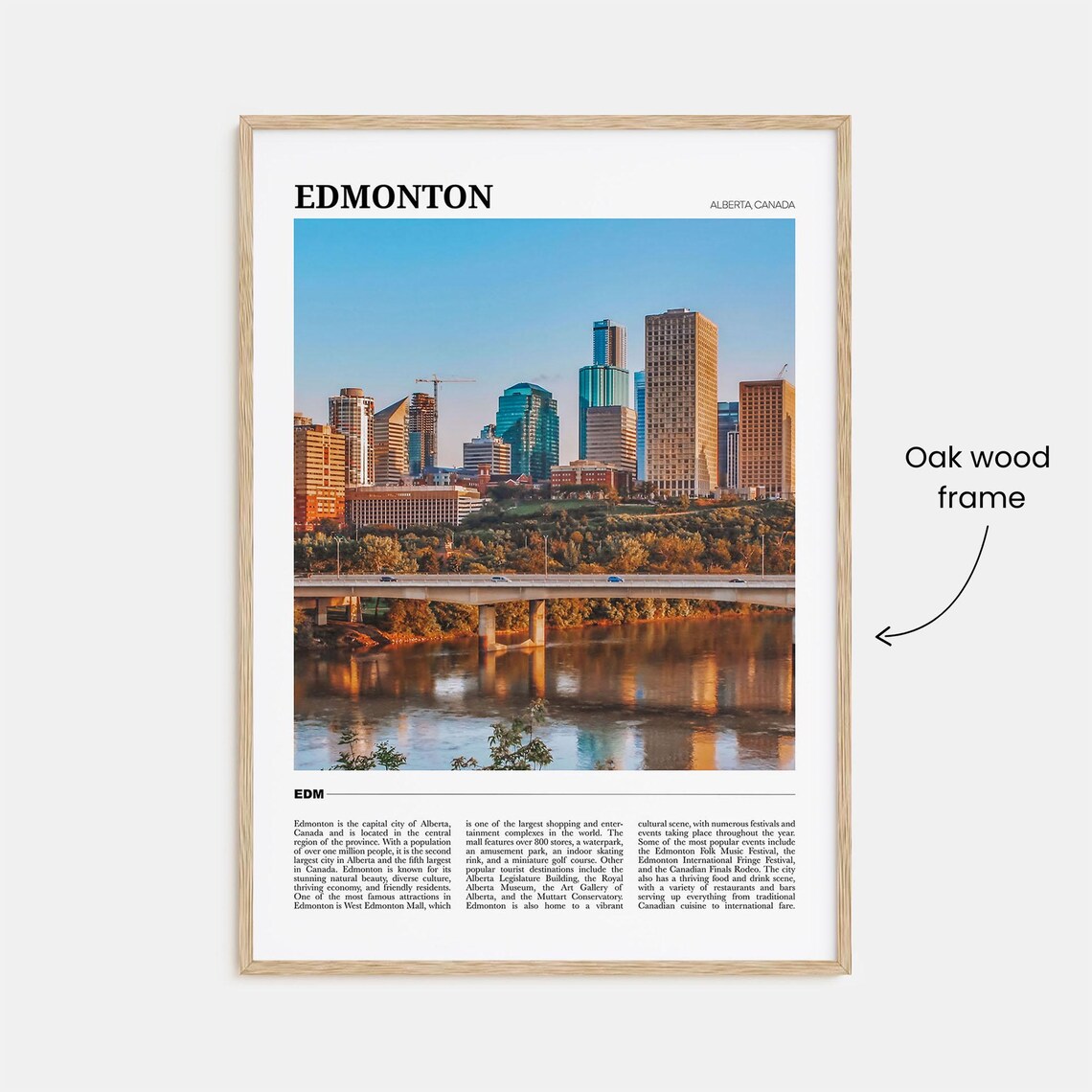Edmonton Alberta Downtown Towers and River Bridge Sunset Poster - Image 3