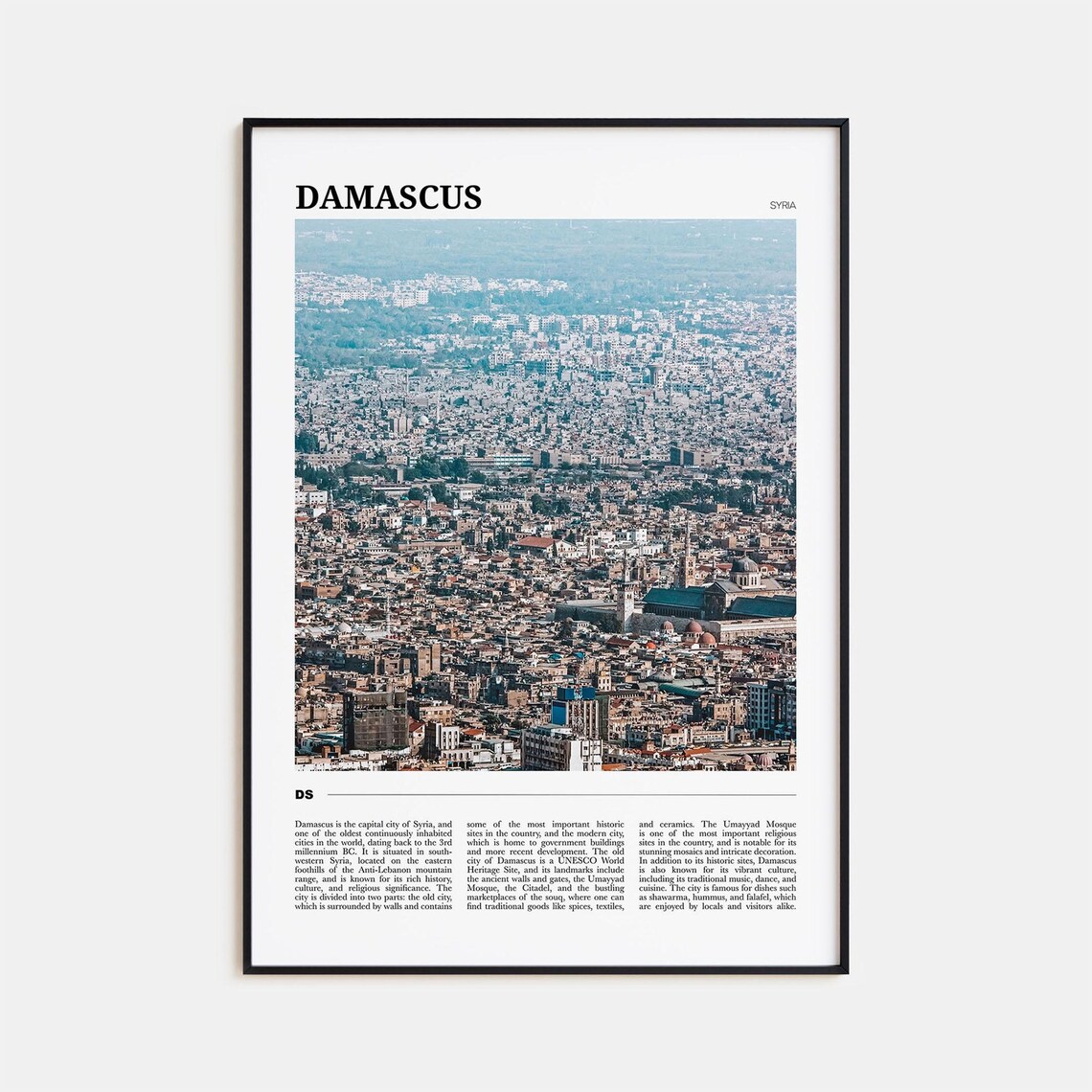 Damascus Travel Poster, Syria Wall Art Print
