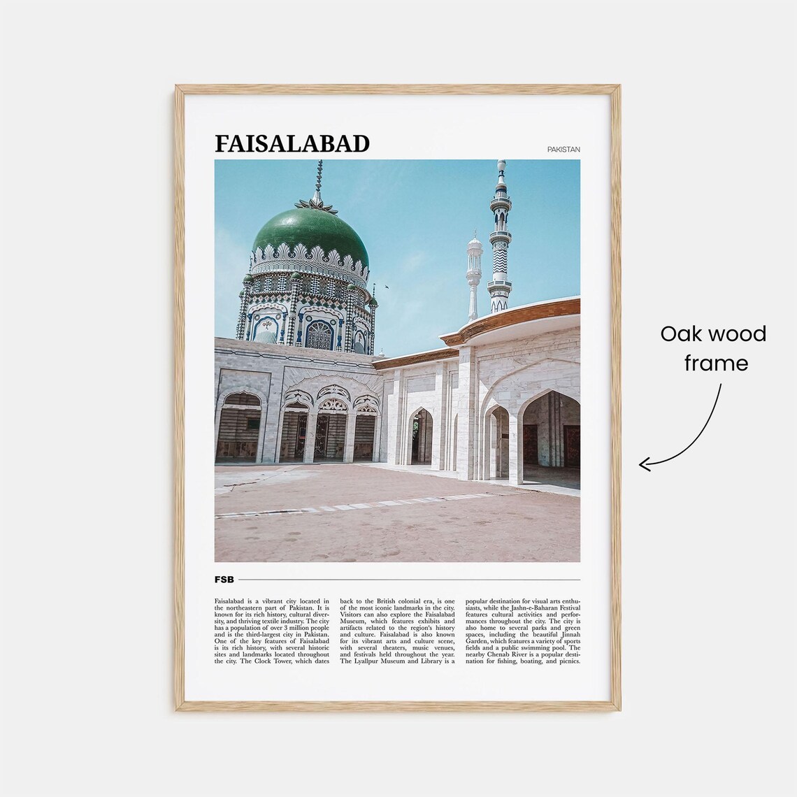 Faisalabad Travel Poster, Pakistan Place Art Print - Image 3