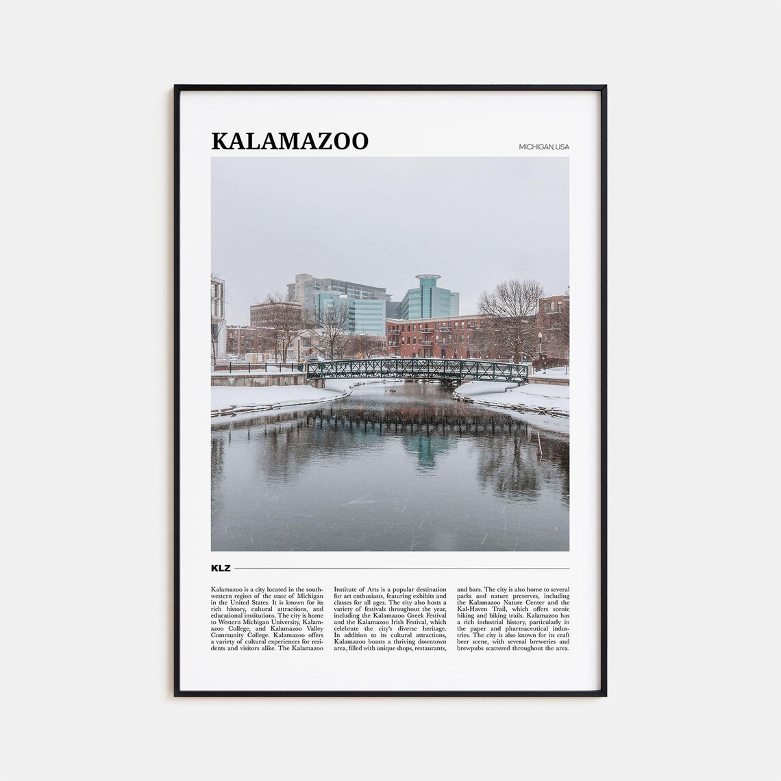 Kalamazoo Travel Poster, Michigan USA Art Print