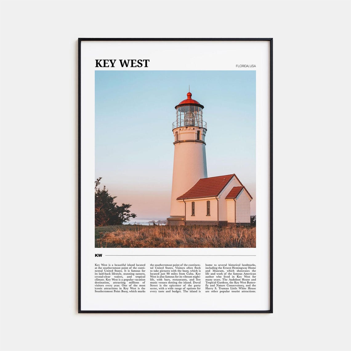 Key West Florida Lighthouse Sunset Ocean Photography Travel Poster