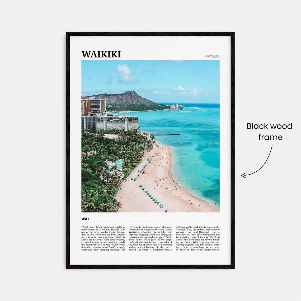 Waikiki Travel Poster, Hawaii Travel Art Print - Image 2