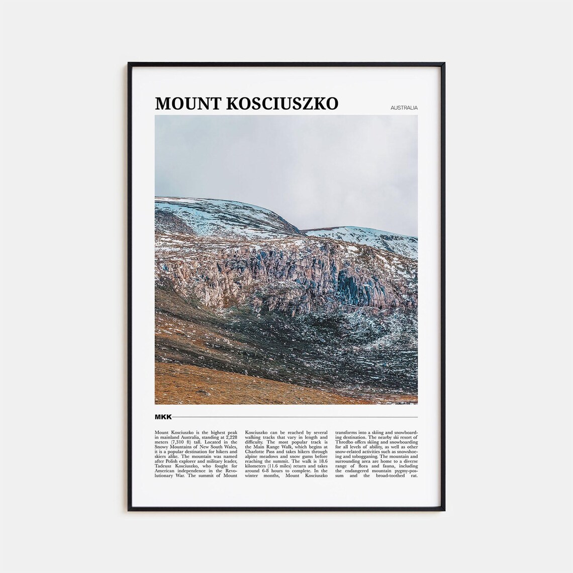 Mount Kosciuszko Australia Snowy Alpine Summit Hiking Travel Poster