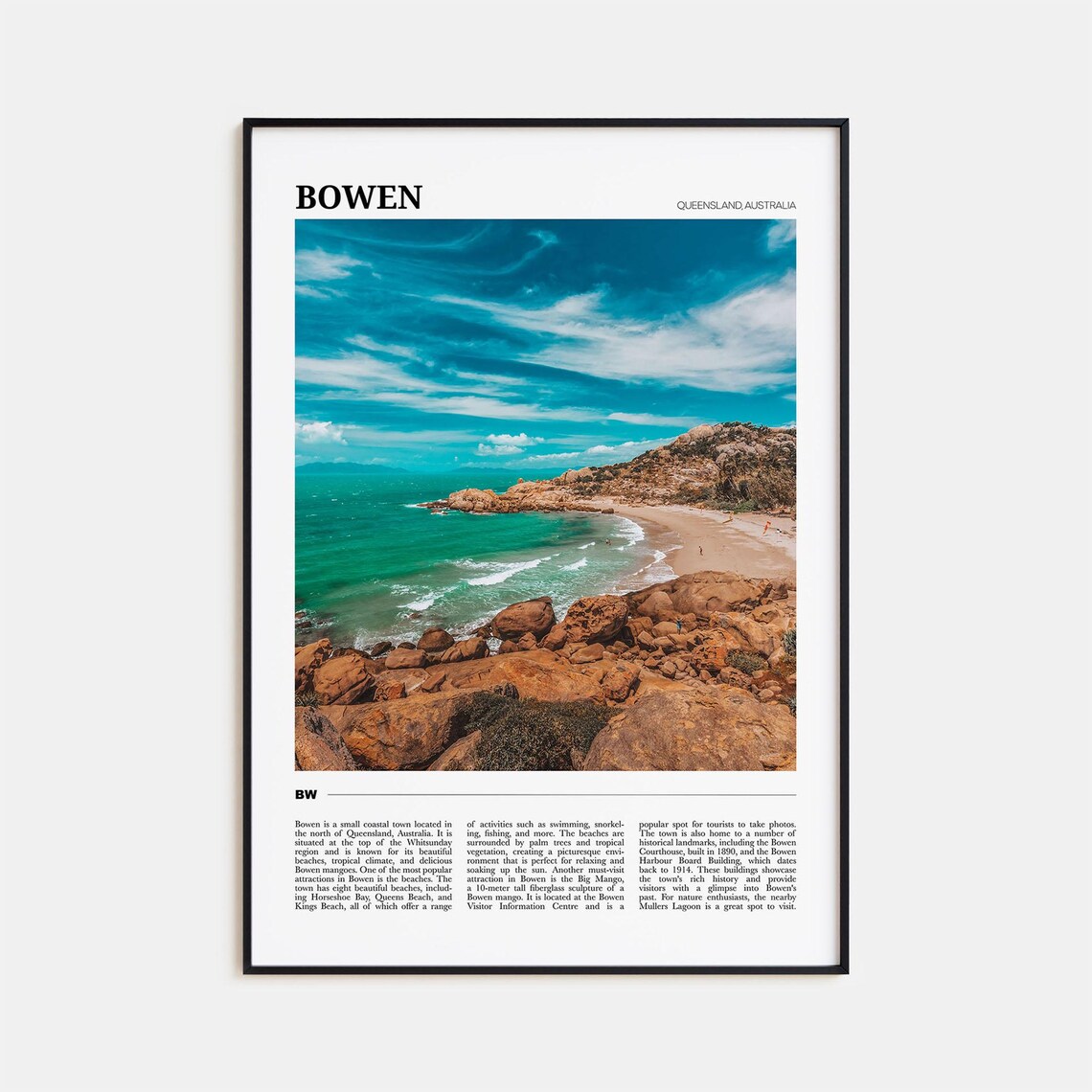 Bowen Queensland Australia Rocky Beach Turquoise Coast Travel Poster