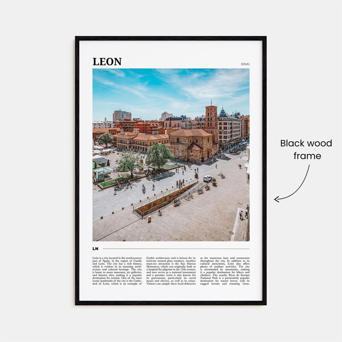 Leon Spain Historic Plaza Old Town Square Travel Photography Poster - Image 2