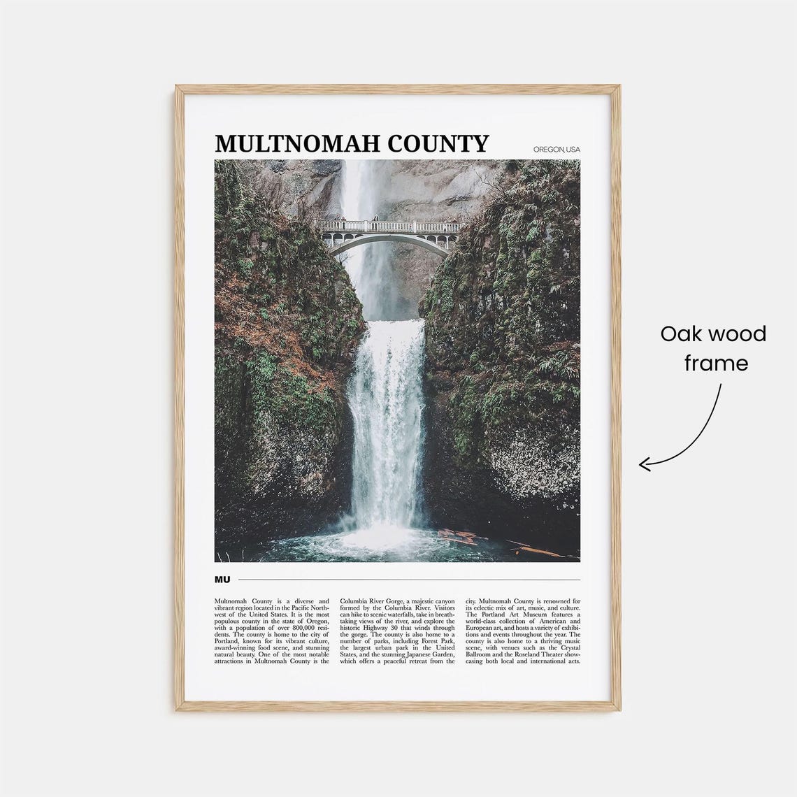 Multnomah County Oregon Multnomah Falls Bridge Waterfall Poster - Image 3