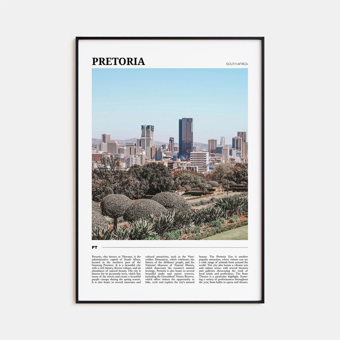Pretoria South Africa City Skyline Above Green Gardens Poster